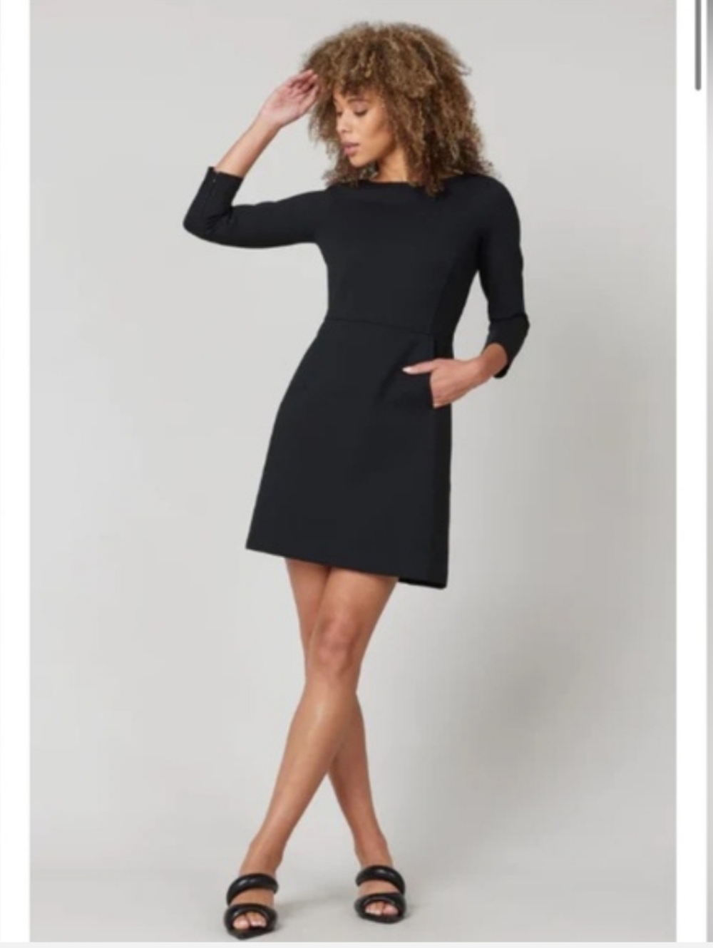 Spanx PERFECT A-LINE 3/4 SLEEVE DRESS Black XS